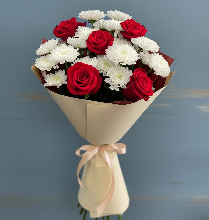 Букет цветов из: Розы и Хризантемы в Заре