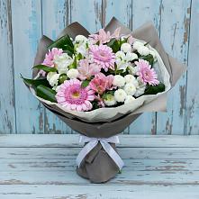 Букет цветов из:  Герберы, Альстромерии и Хризантемы в Заре