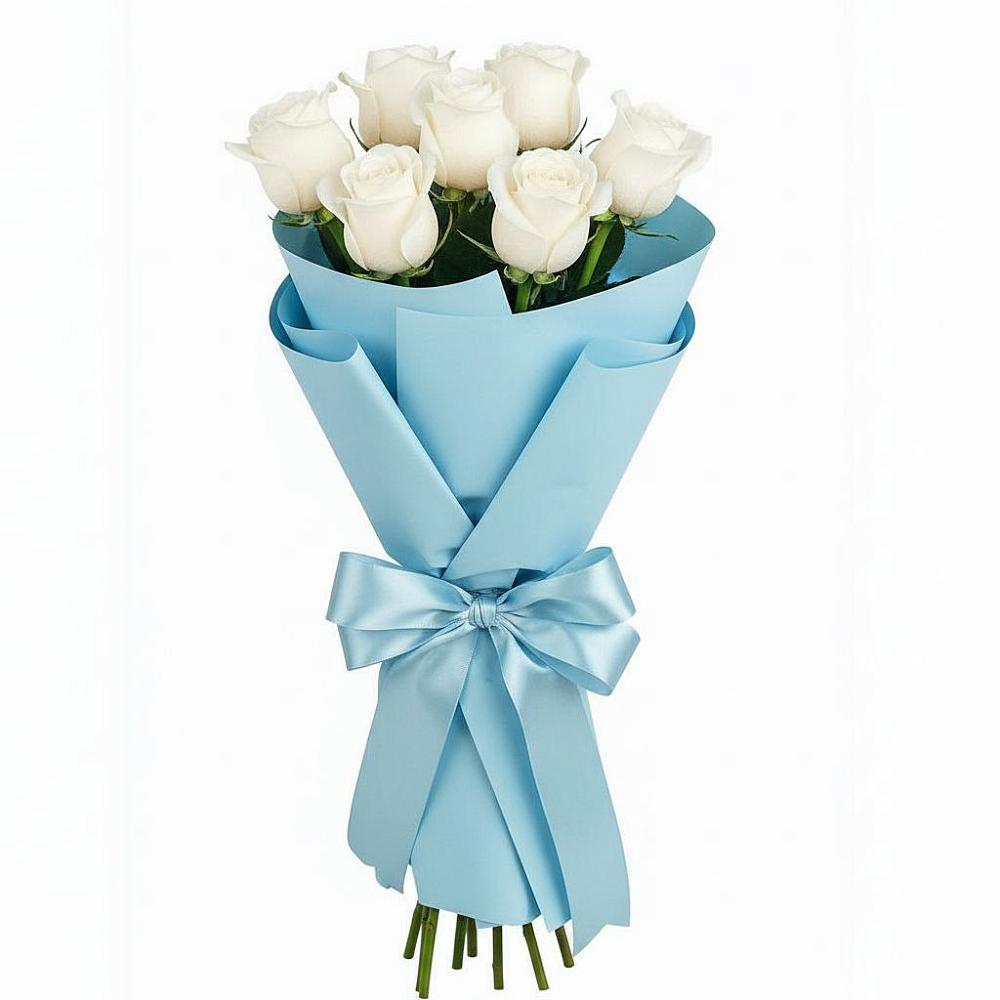 Букет 7 белых роз Проуд в Заре
