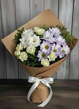 Букет цветов из:  Хризантемы и Розы #REPLACE_PRED# Заре