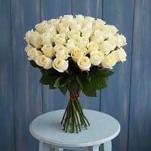 Букет 51 Белая роза Эдлесс Лав в Заре