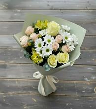 Букет цветов из:  Альстромерии, Розы и Хризантемы в Заре