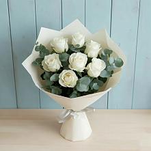 Букет Белые розы в Эвкалипте #REPLACE_PRED# Заре